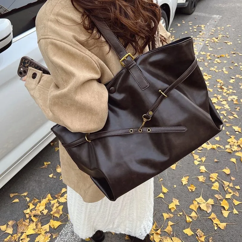 Large Tote Bag for Women 2025 New Retro Shoulder Bag Fashionable Commute - 1