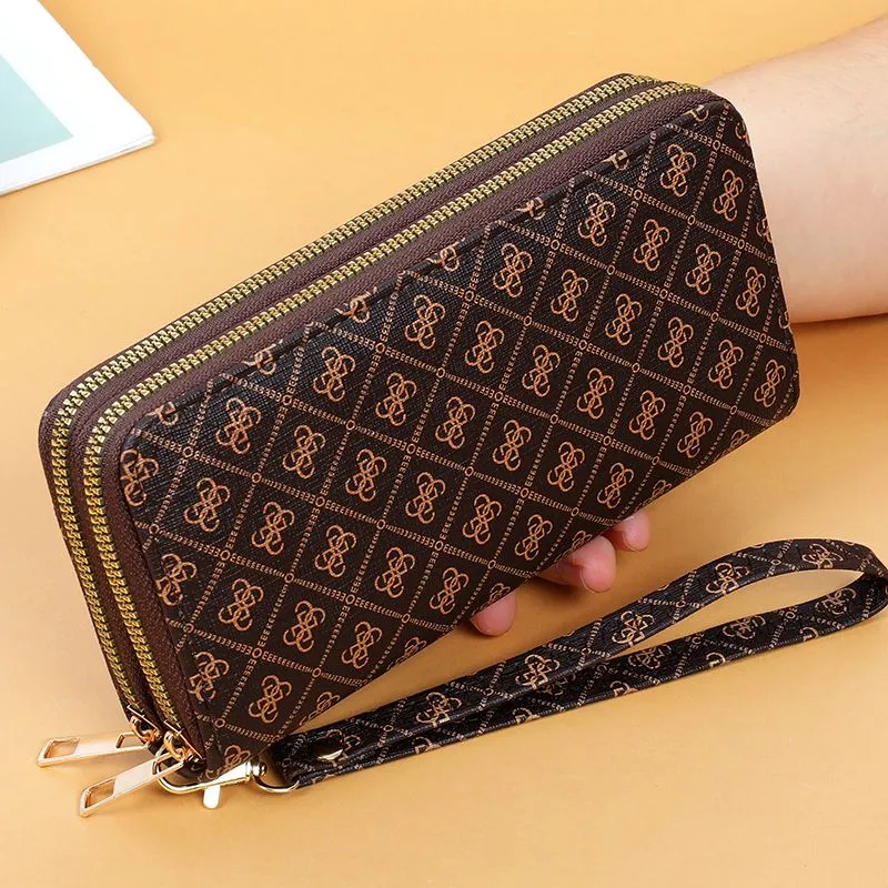 Long Vintage Women's Wallet Dual Zipper Large Capacity Phone Purse Multi Card Slots - 2