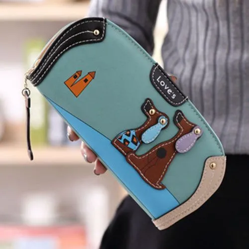 Cute Dog Wallet Long Zip Around Phone Card Holder Case - 4