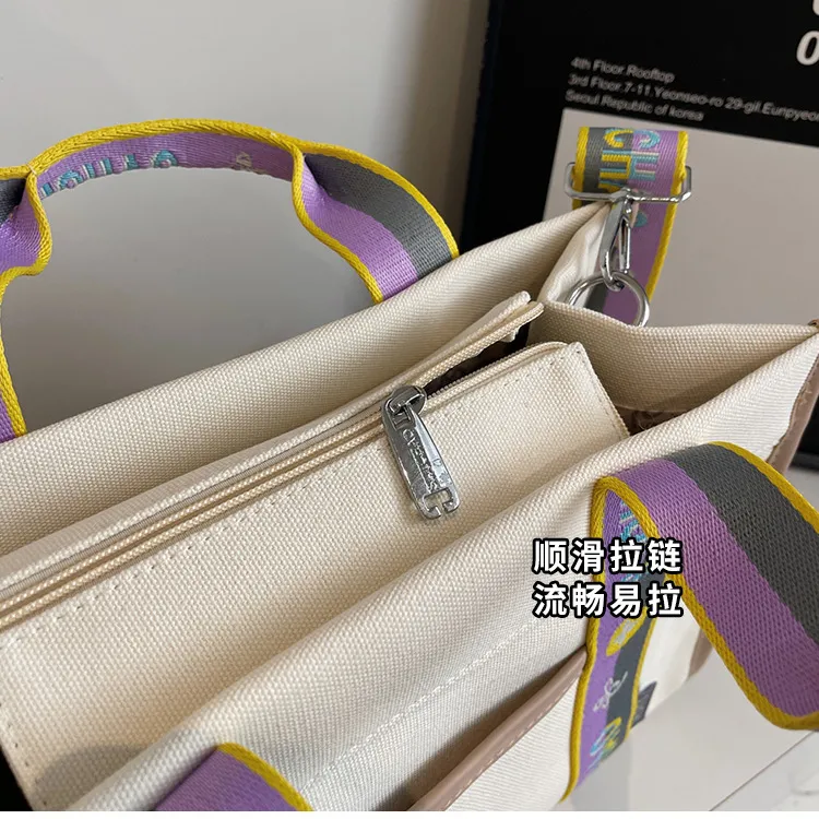 Large Canvas Tote Bag for Women, Durable Crossbody Shoulder Bag with Zipper - 5