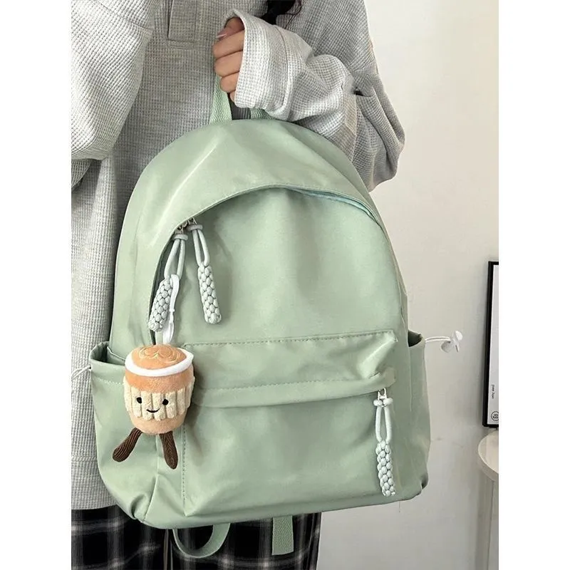 Cute Solid Color Backpack for Women, Lightweight School Bag for College Students - 2