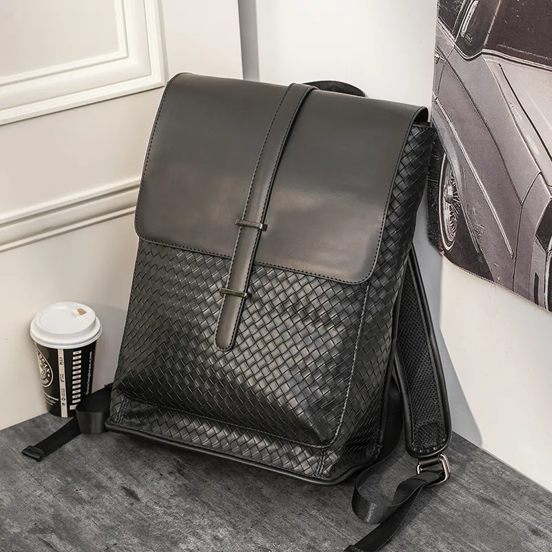 Woven Backpack for Men, Business Casual Large Capacity Daypack - 2