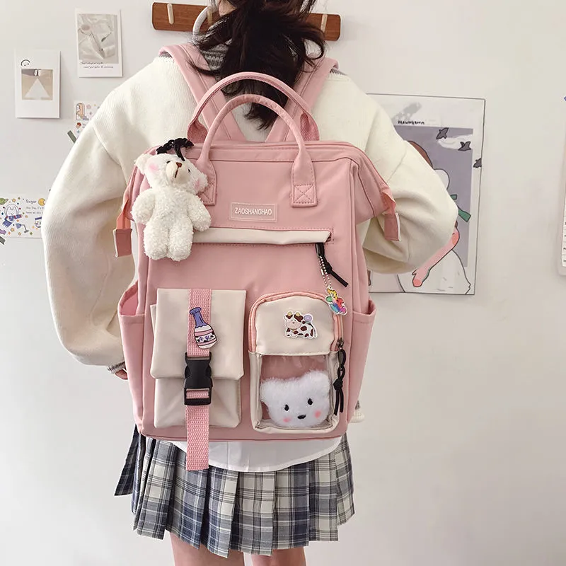 Cute Ins Style Backpack for Women, Large Capacity Lightweight School Bag - 3