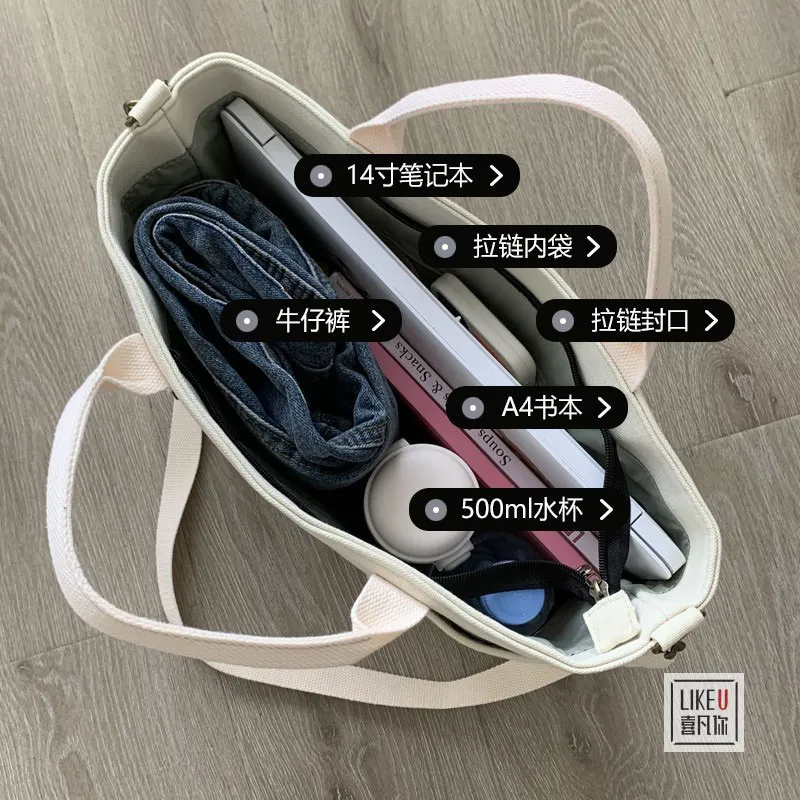 Canvas Crossbody Bag with Zipper for Commute, Laptop & School Use - 5