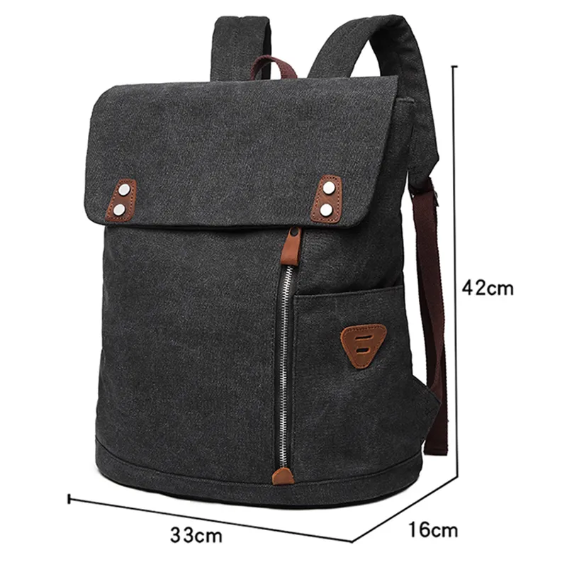 Men's Canvas Backpack Large Capacity Vintage Travel Rucksack - 2