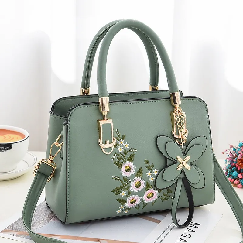 2025 Women's Embroidered Leather Shoulder Bag Large Capacity Tote - 1