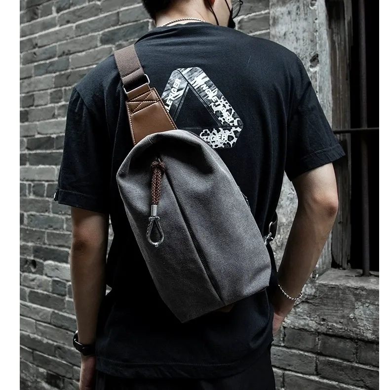 Men's Crossbody Bag Lightweight Canvas Chest Pack for Commute - 2