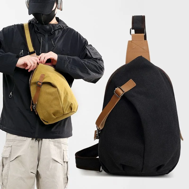 Large Capacity Chest Bag Men's Sports Crossbody Bag Canvas Sling Bag - 1