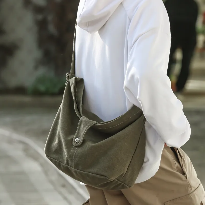 Vintage Canvas Messenger Bag for Men & Women, Large Capacity Crossbody Bag - 1