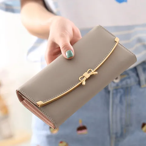 Long Wallet with Bow, Multi Card Slots, Student Coin Purse, Trendy Clutch - 3