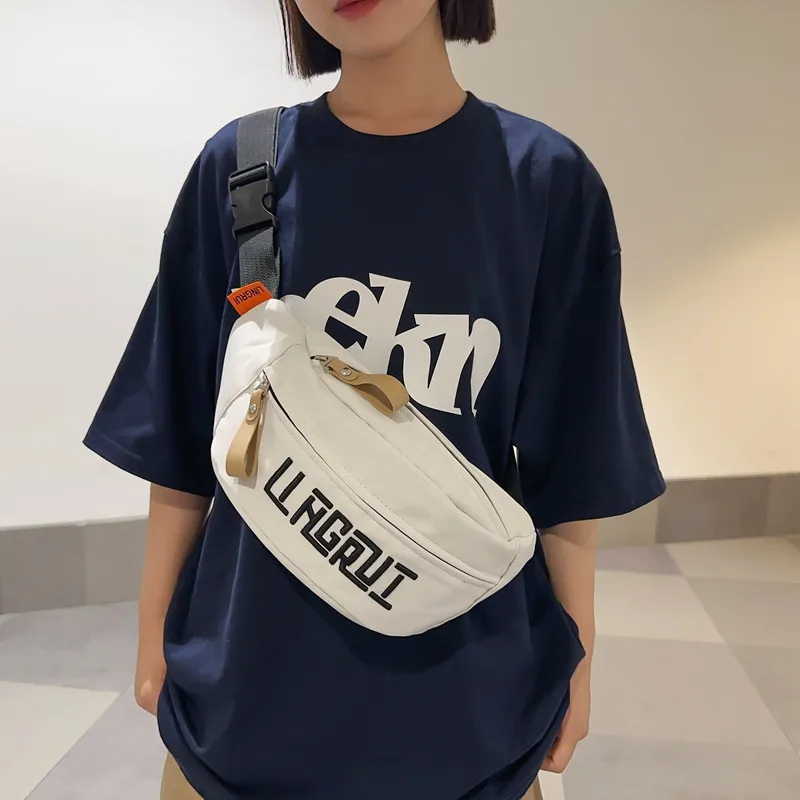 Letter Print Waist Bag Large Capacity Casual Crossbody Pack for Women & Men - 2
