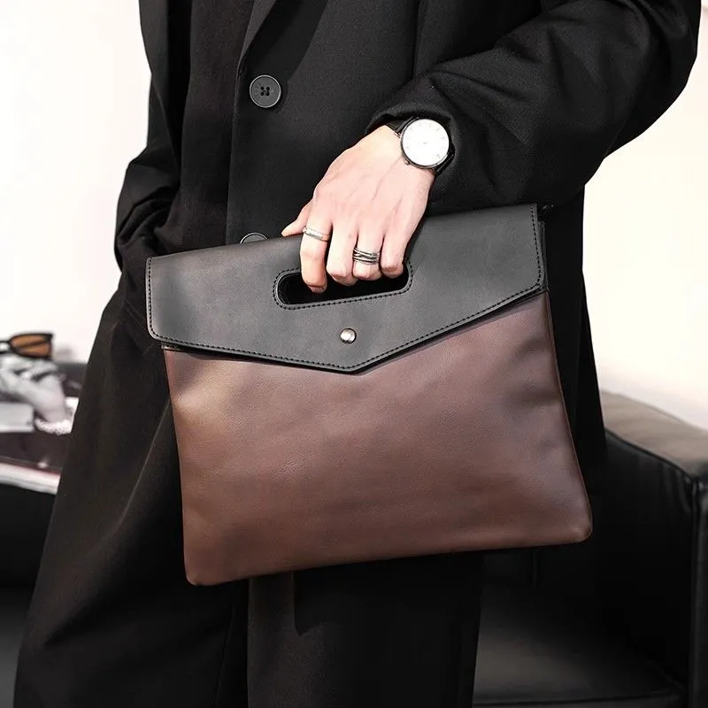 2025 Retro Leather Envelope Clutch Bag for Men, iPad Case, Crossbody - 1