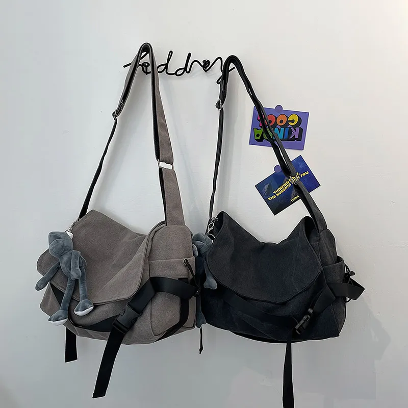 Men's Canvas Crossbody Bag Retro Casual Small Messenger Bag for Travel - 5