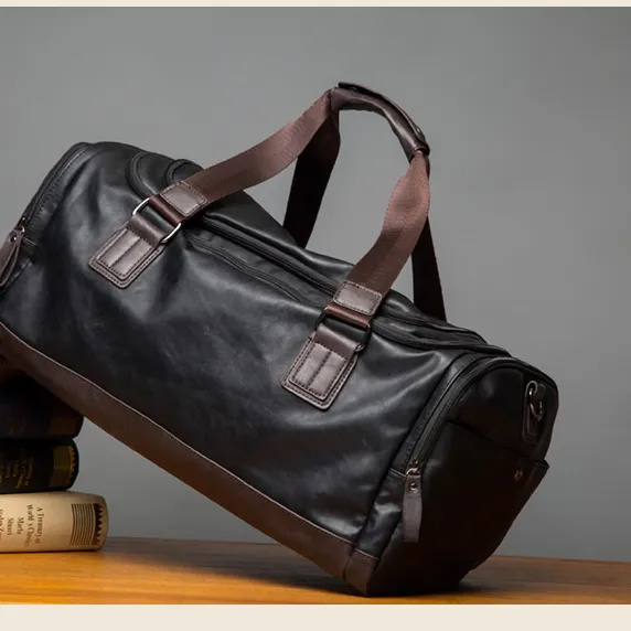 Leather Men's Bag Large Capacity Crossbody Shoulder Bag Travel Sports - 1