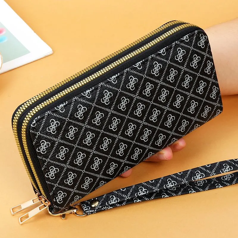Long Vintage Women's Wallet Dual Zipper Large Capacity Phone Purse Multi Card Slots - 5
