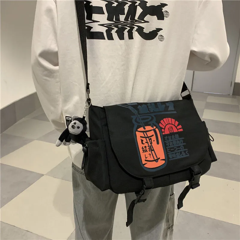Japanese Style Canvas Crossbody Bag for Men & Women, Large Capacity - 5