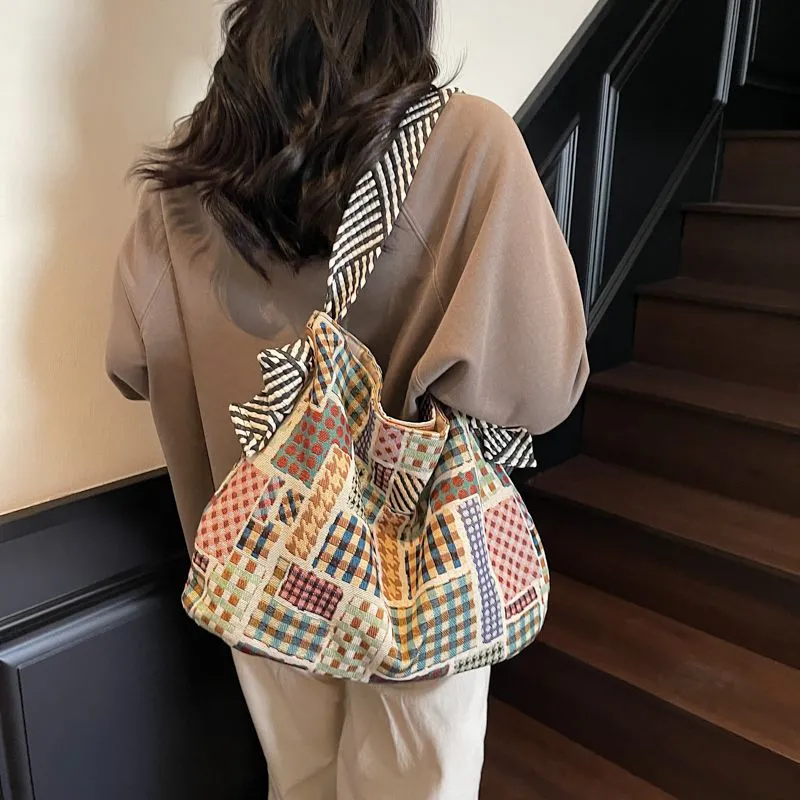 Canvas Tote Bag Women 2025 Fashion Magnetic Closure Casual Shoulder Bag - 2