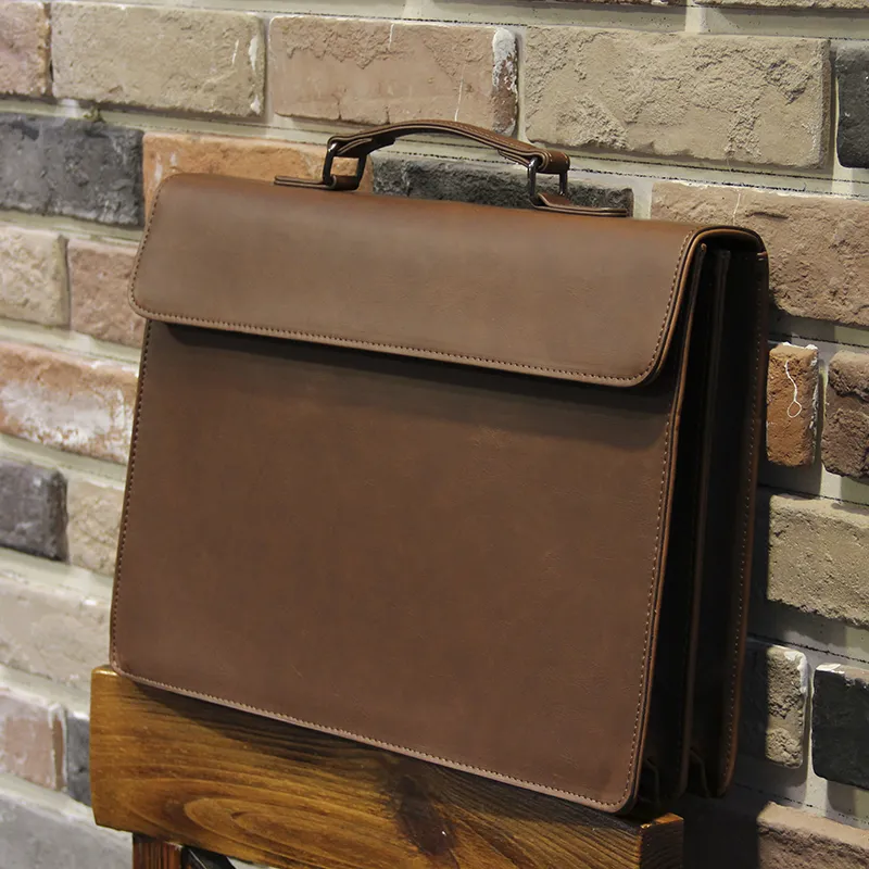 Vintage Leather Messenger Bag for Men, Retro Crossbody Briefcase - 1