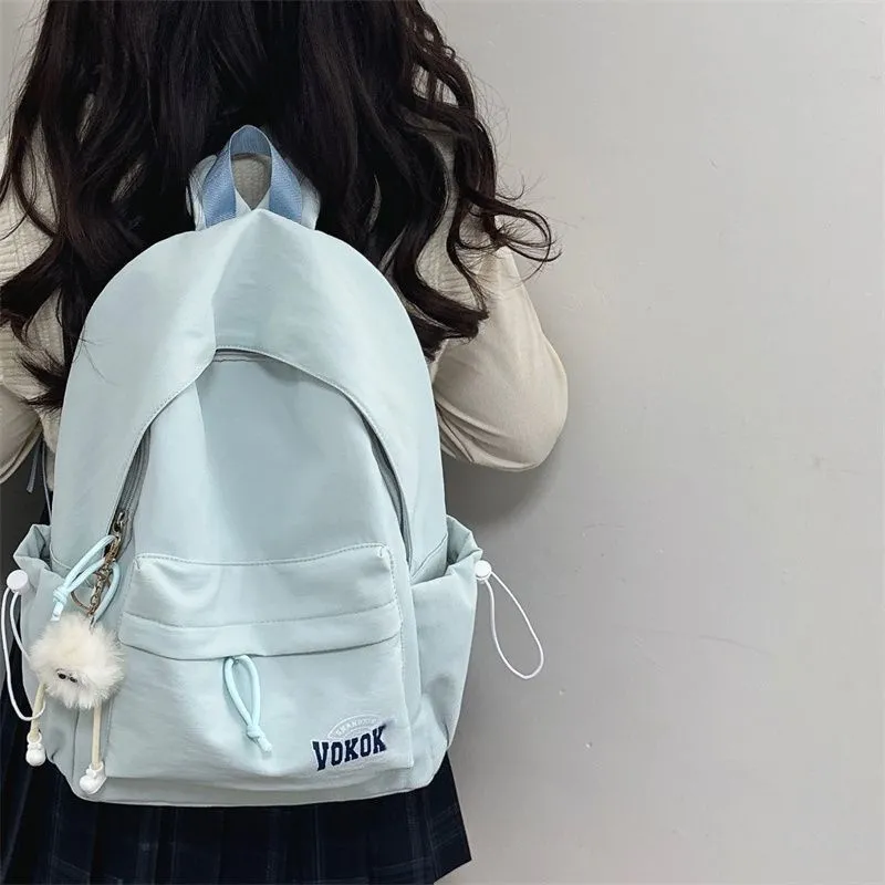 Stylish Nylon Backpack for Women, Lightweight College School Bag in Solid Colors - 4