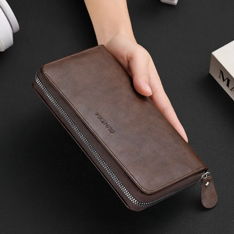 Men's Leather Wallet 2025 Large Capacity RFID Blocking Organizer Card Holder - 1