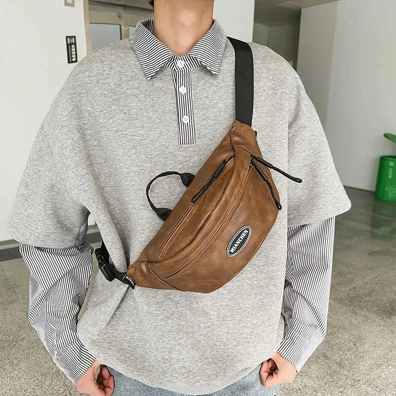 PU Leather Waist Bag for Men & Women, Sporty Crossbody Sling Backpack - 1
