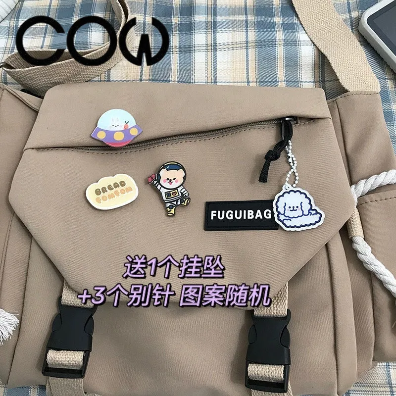 Japanese Style Large Capacity Canvas Messenger Bag for College Students - 2