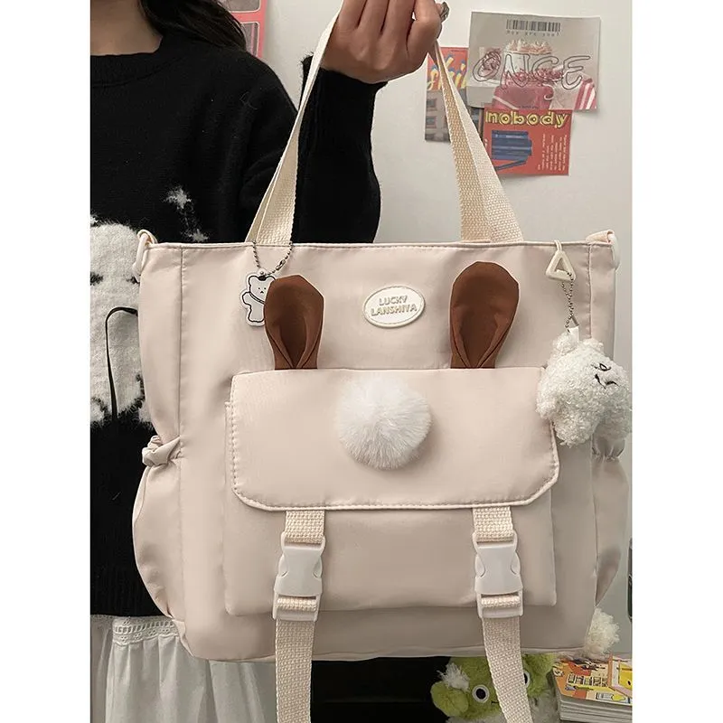 Japanese Style Shoulder Bag for Women, Large Capacity Student Commute Bookbag - 1