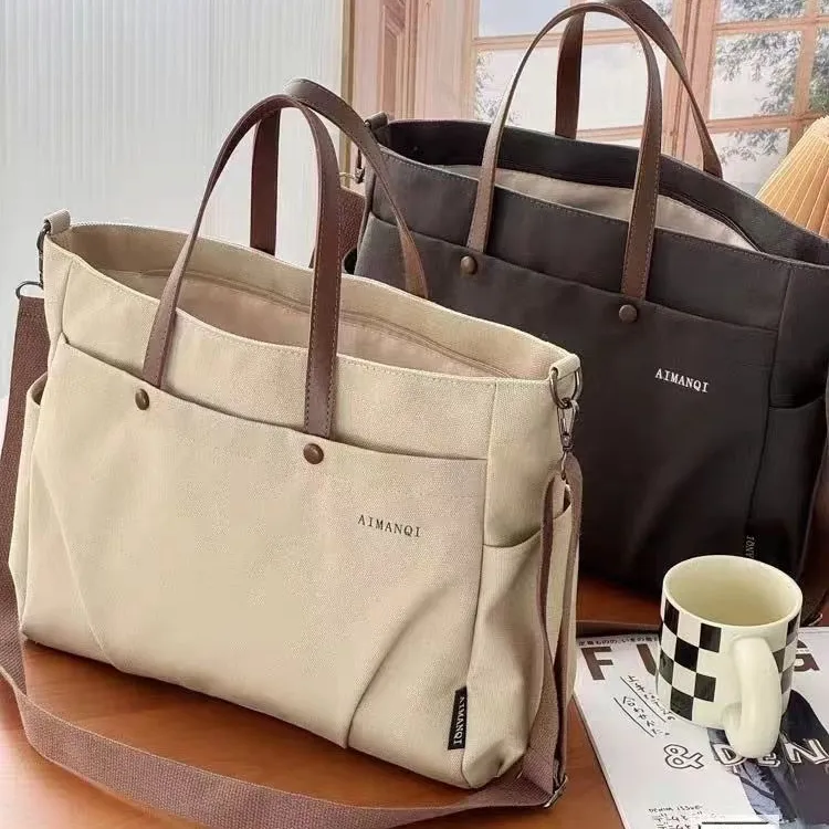 Canvas Tote Bag 2024 Women's Casual Large Capacity Crossbody Shoulder Bag - 2