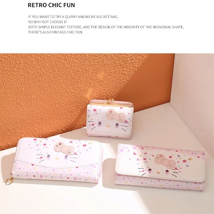 Kitty 50th Anniversary Wallet Long Pink Cute Coin Purse for Students - 3