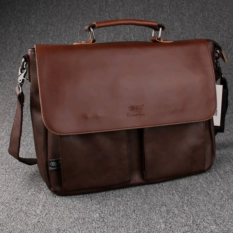 Vintage Handbag Briefcase Crossbody Bag for Business Casual Travel - 2