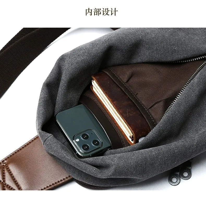 Men's Crossbody Bag Lightweight Canvas Chest Pack for Commute - 5