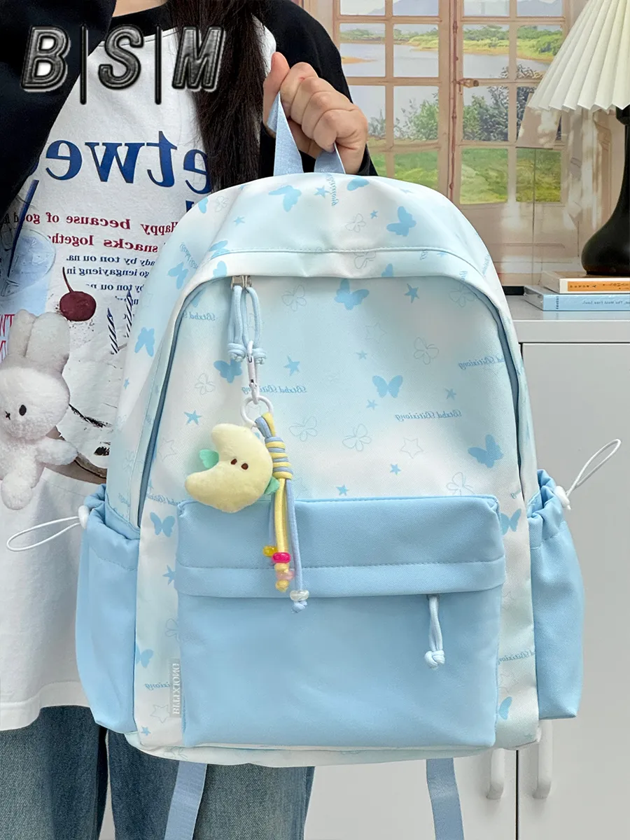 Cute Ombre Backpack for Girls, Large Capacity School Bag, Pastel Aesthetic - 4