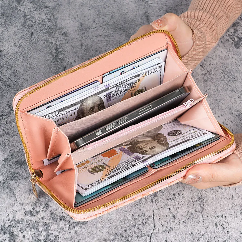2024 Cute Long Wallet for Women, Large Capacity Zipper Coin Purse & Phone Case - 2