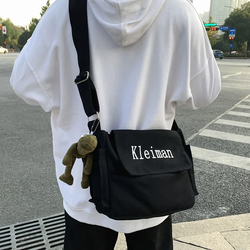 Men's Canvas Crossbody Bag, Minimalist Unisex Shoulder Bag for Daily Use - 1