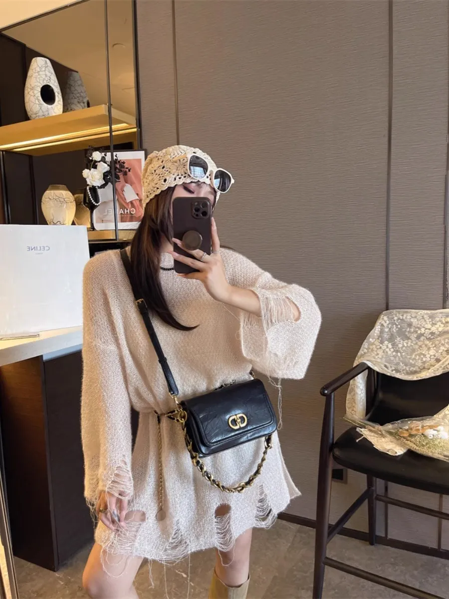 2024 Wrinkled Chain Underarm Bag Retro Commute Crossbody PU Shoulder Bag - 5
