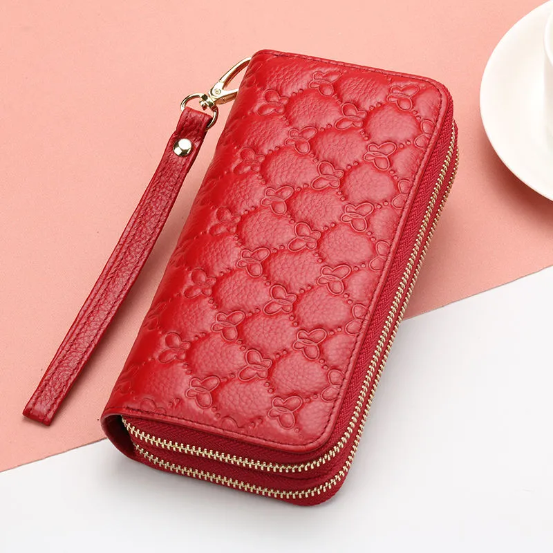 Genuine Leather Long Zip Around Wallet for Women 2025 New Phone Case - 5