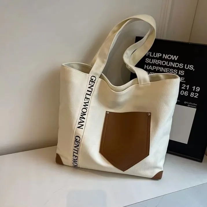 Canvas Tote Bag Women Large Capacity Shoulder Bag Fashion Fall Winter - 5