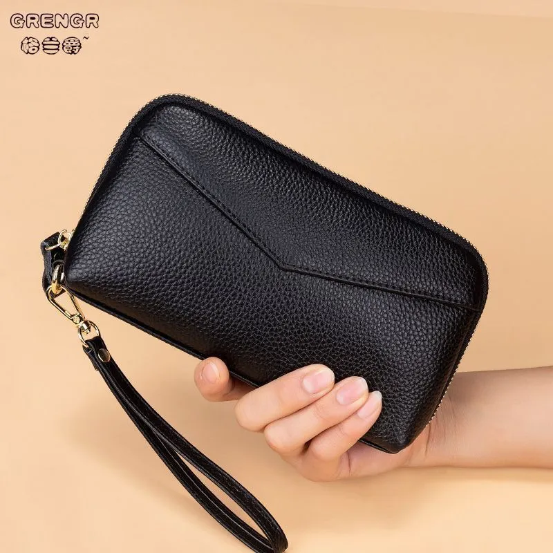 Vintage Shell Clutch Purse for Women, Large Capacity Zip Wallet Phone Bag - 3