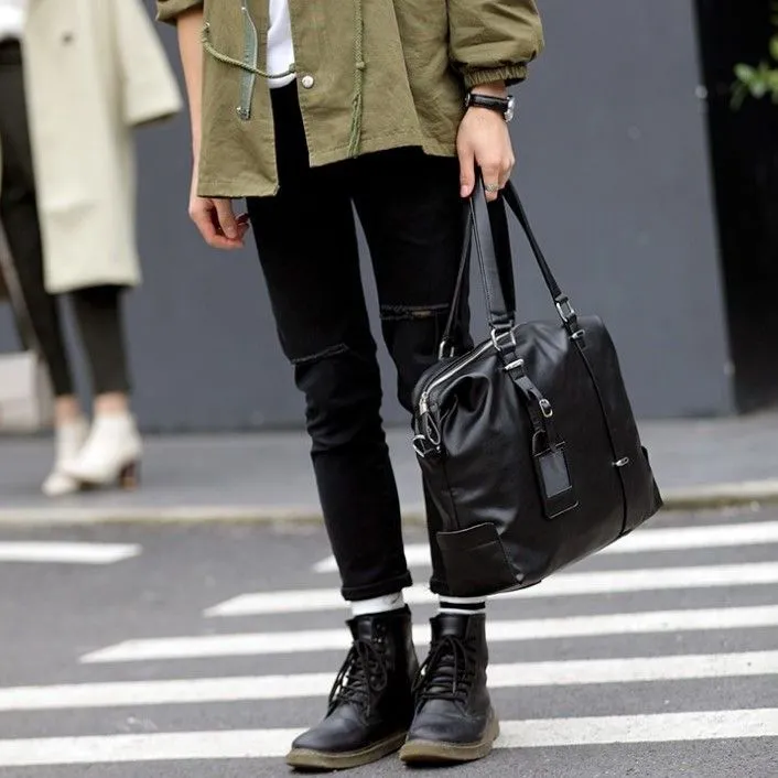 Men's Leather Crossbody Bag, 15 Inch Laptop Briefcase, Casual Shoulder Bag - 2