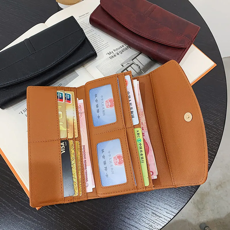 Long Wallets for Women 2025 Vintage Oil Wax Leather Foldable Large Capacity - 3