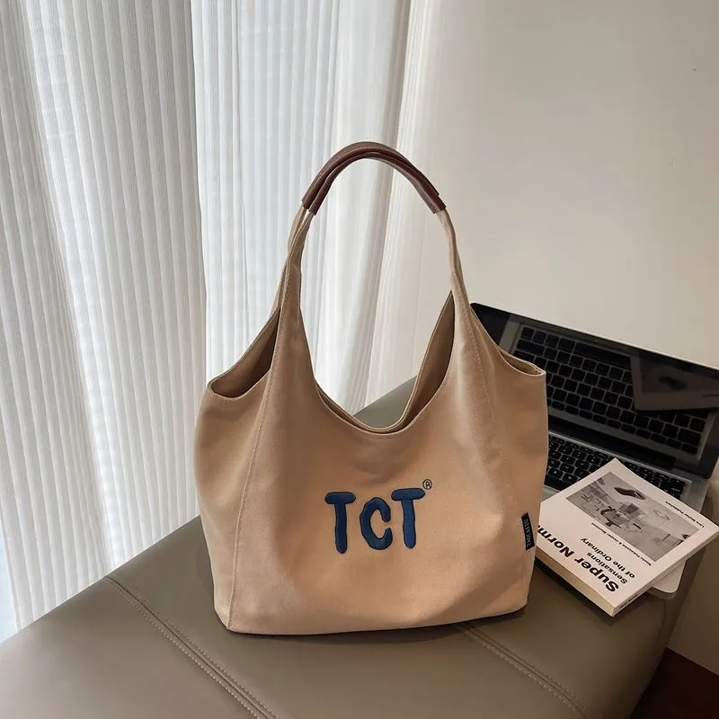 Canvas Tote Bag Magnetic Closure Casual Work Commute Retro - 3