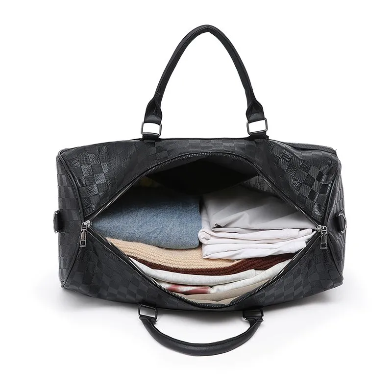 Foldable Travel Bag 2024, Black Stripe Shoulder Tote & Gym Duffel - 1