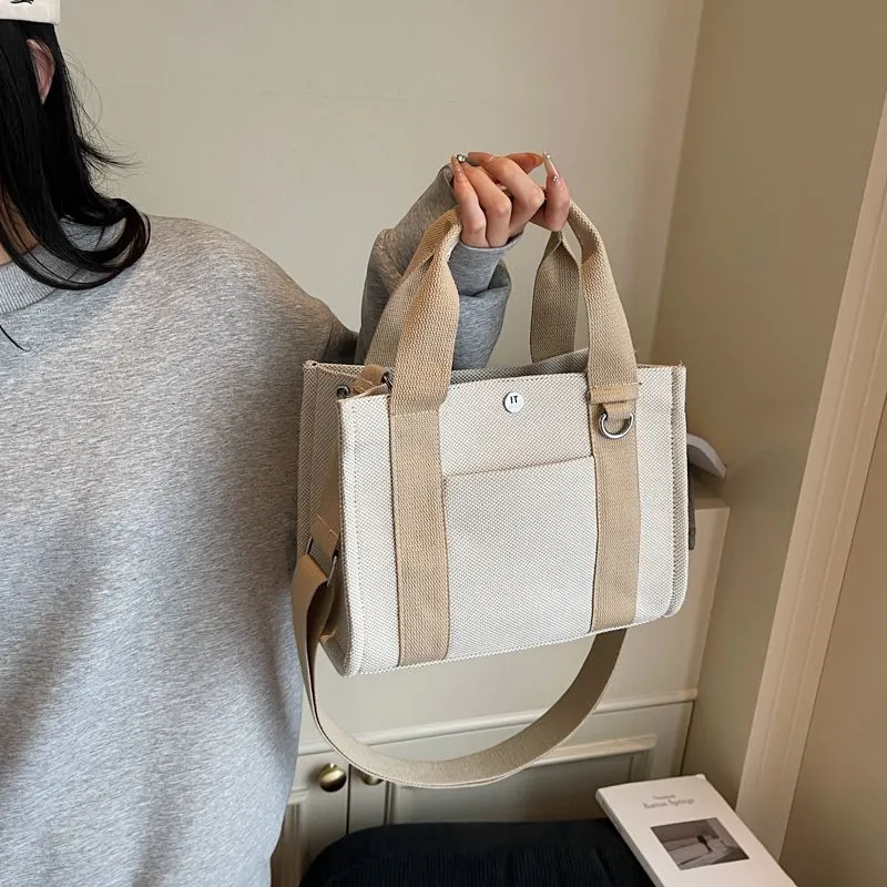 Canvas Tote Bag for Women, Magnetic Closure, Large Capacity Shoulder Bag - 3