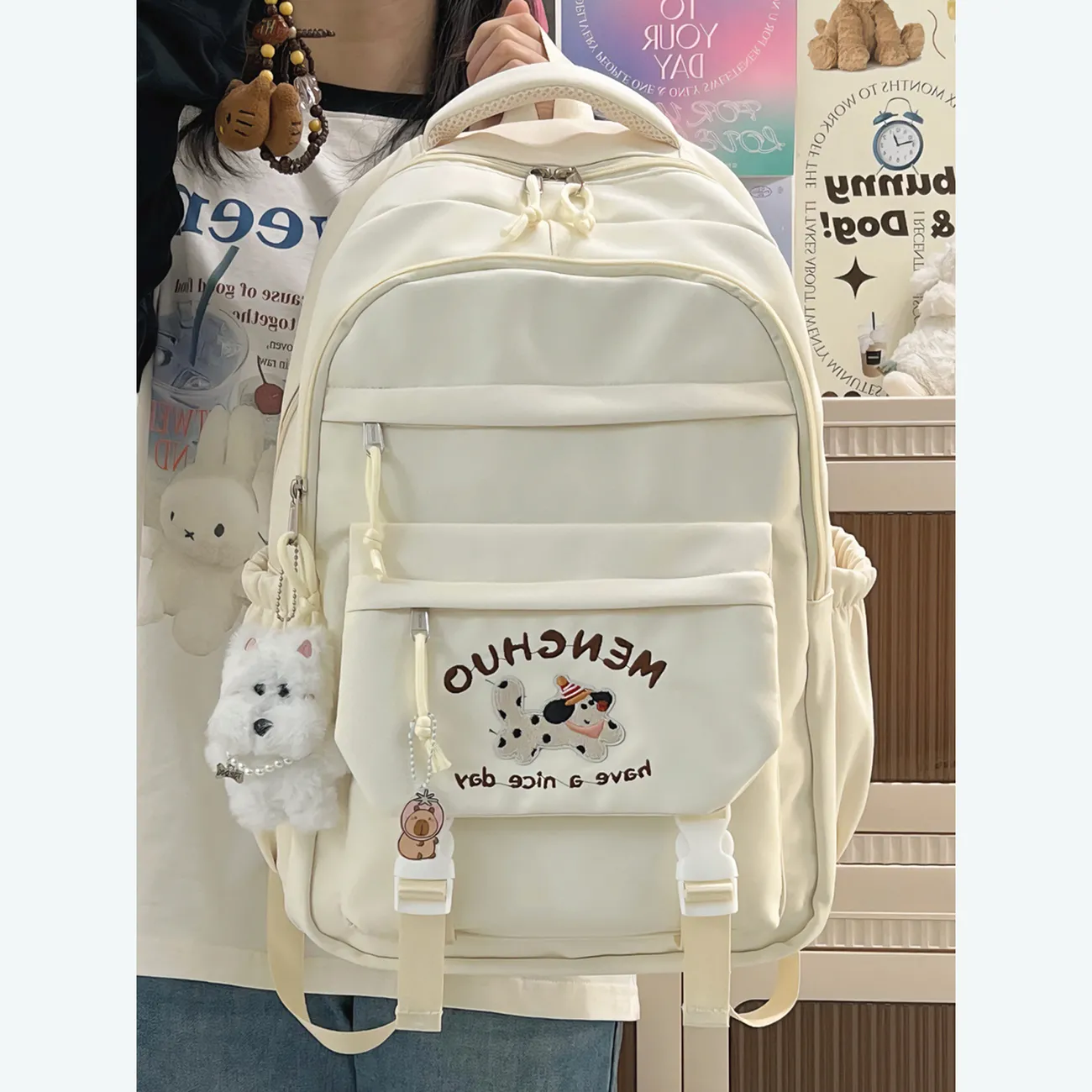 Ins Style Backpack for Women Large Capacity Cute School Bag Laptop Backpack - 1