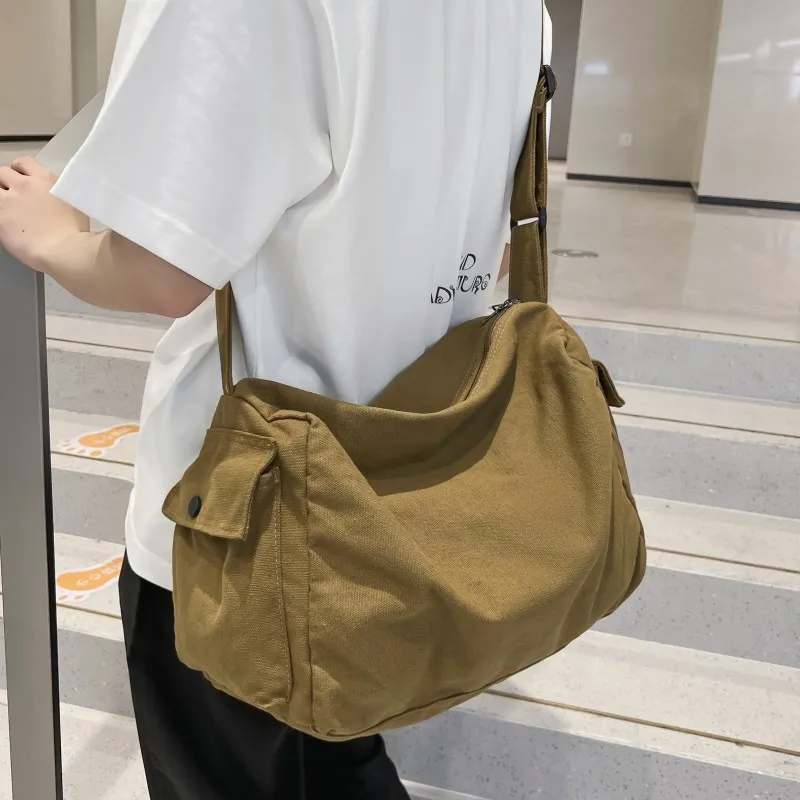 Large Vintage Canvas Messenger Bag for Men - 16 Inch Laptop - 1