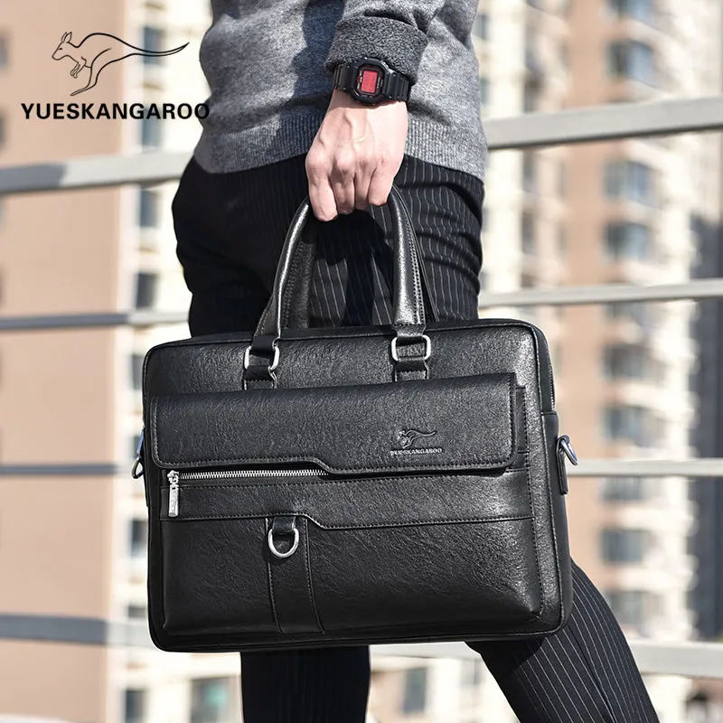 Men's Leather Briefcase Retro Crossbody Bag Large Capacity - 5