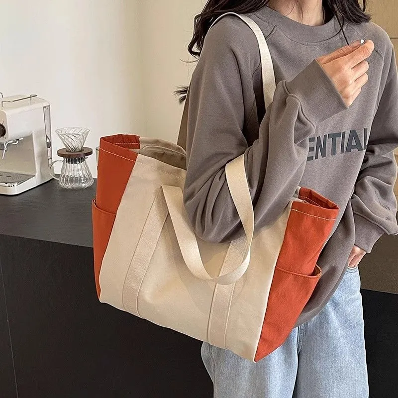 Canvas Tote Bag Women 2025 Large Capacity Shoulder Bag for Commute Shopping - 3