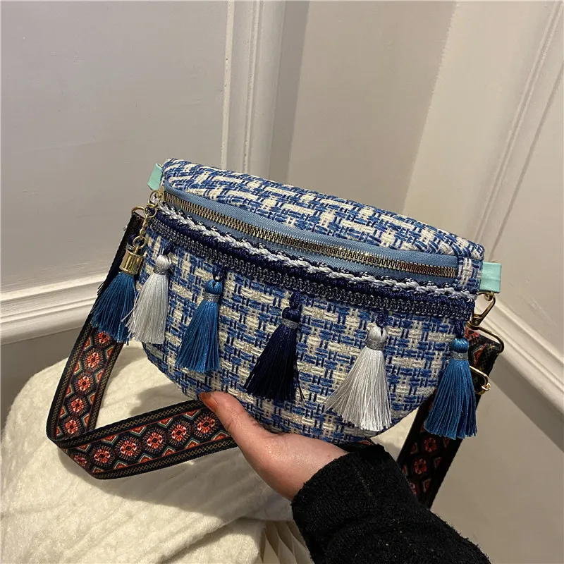 Fringe Woven Crossbody Bag 2025 New Bohemian Waist Bag for Women - 3