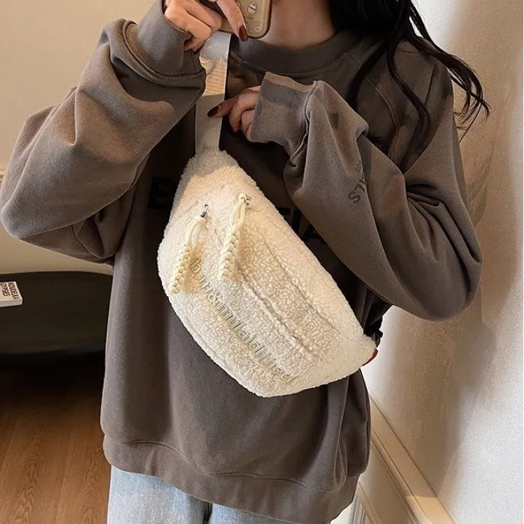 Lamb Fur Crossbody Bag Women Large Capacity 2024 New Fashion Shoulder Bag - 1