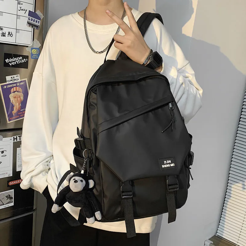 Men's Backpack Large Capacity College Student Daypack Ins Fashion Travel Bag - 3